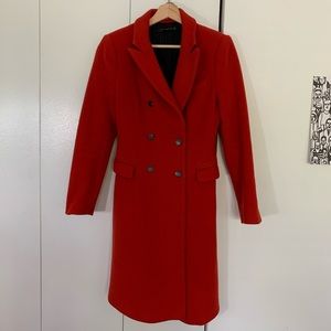 Zara Red Fitted Riding-style Coat